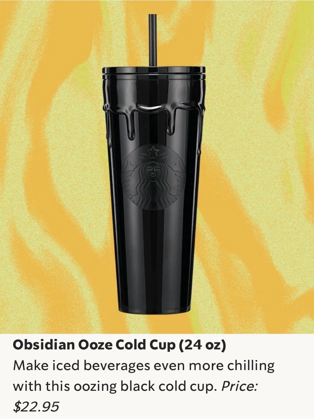 Starbucks Obsidian Ooze Cold Cup Halloween 2024 new